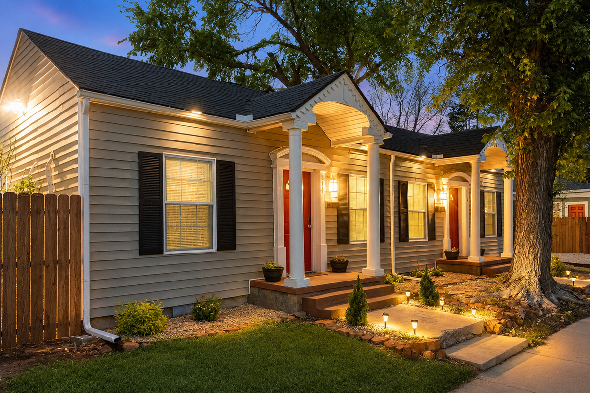 Exterior with lighting