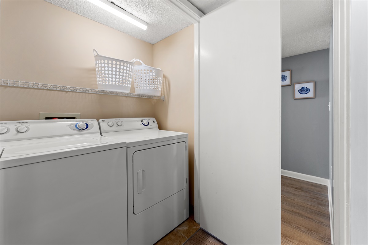 Full sized washer and dryer for your use.