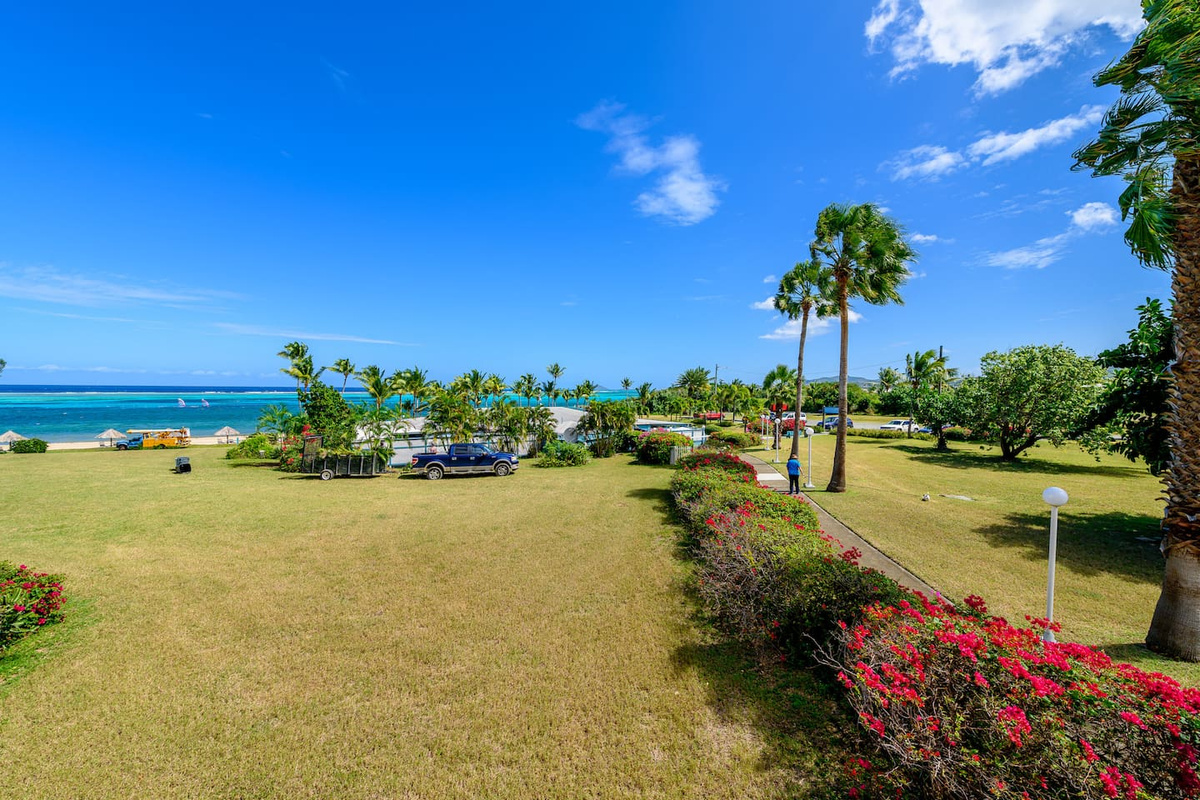 Plush green lawn awaits you outside!