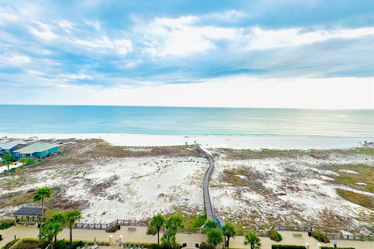 Direct Gulf & Beach View from the 11th floor!  See boardwalk to the beach