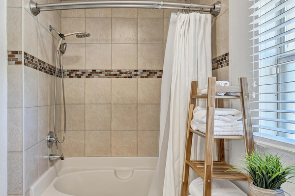 Large spa soaking tub and shower