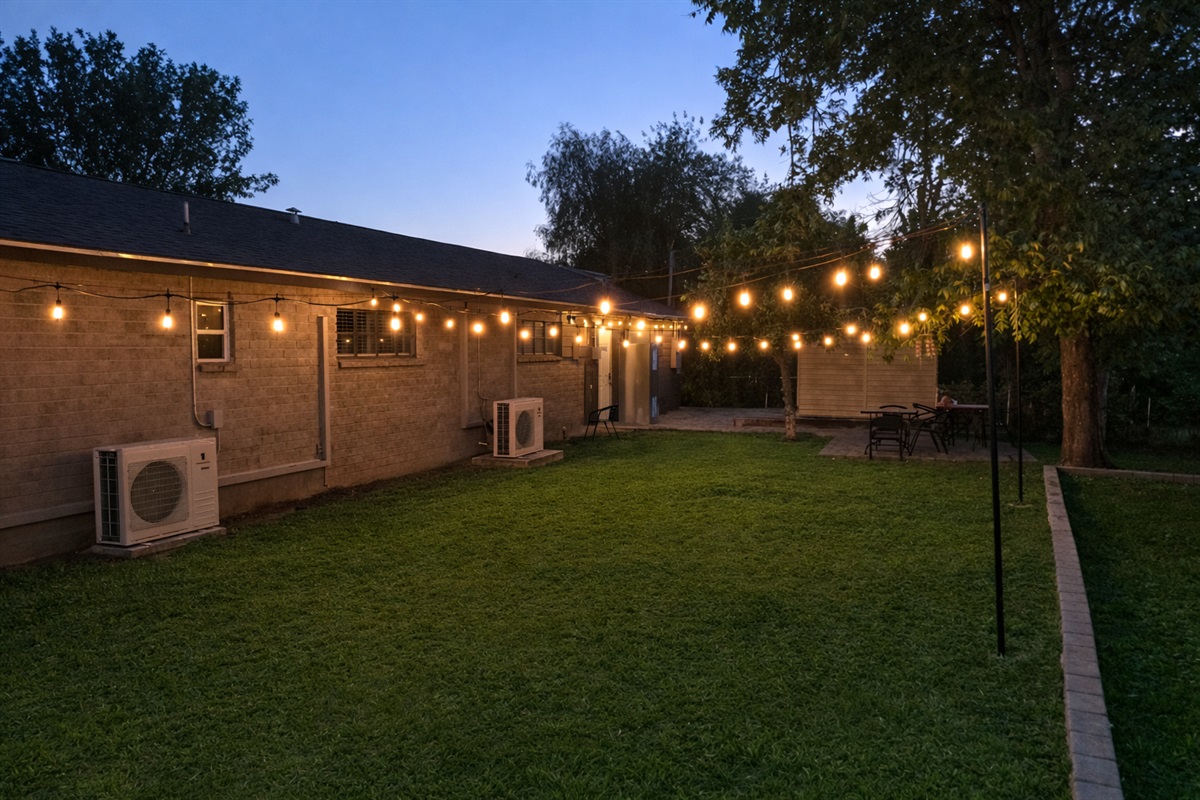 Relax under the whimsical string lights