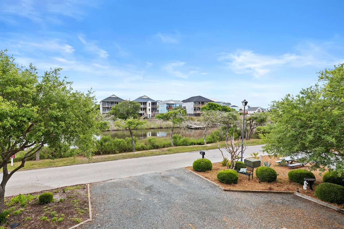 Quiet neighborhood setting with water views just across the street