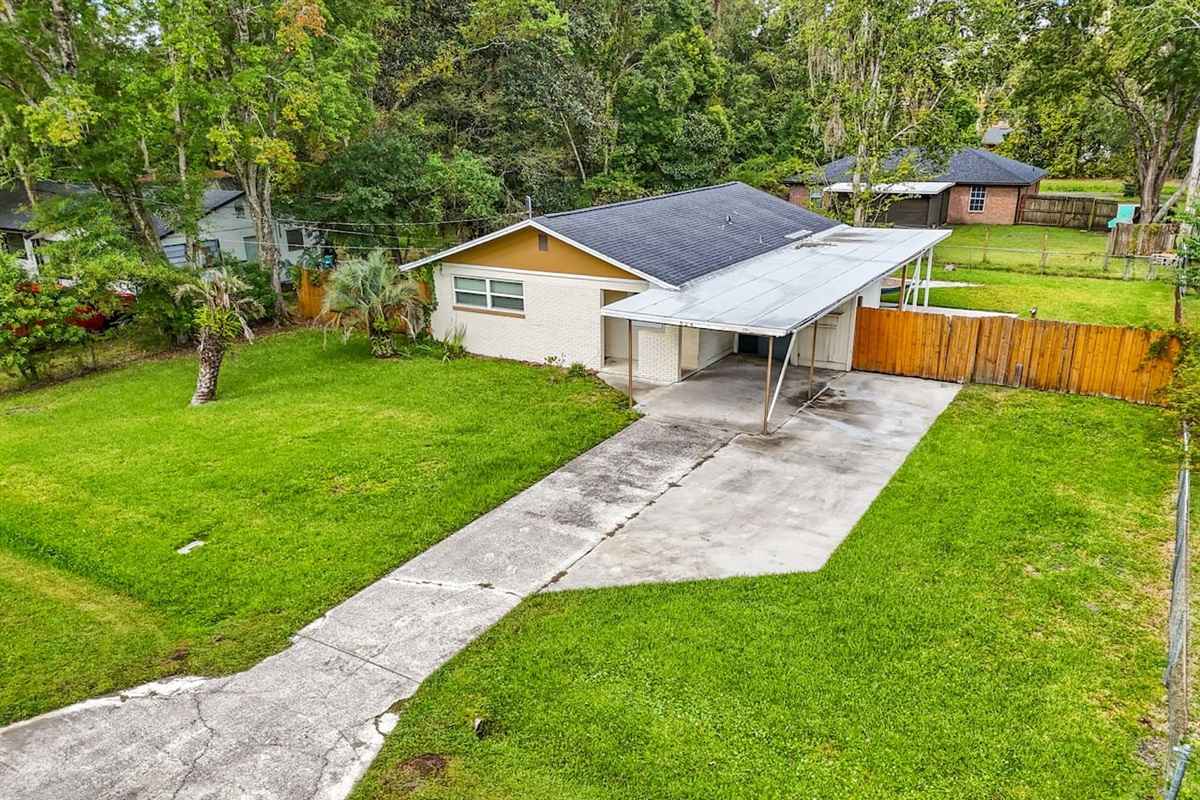 Aerial view of the home