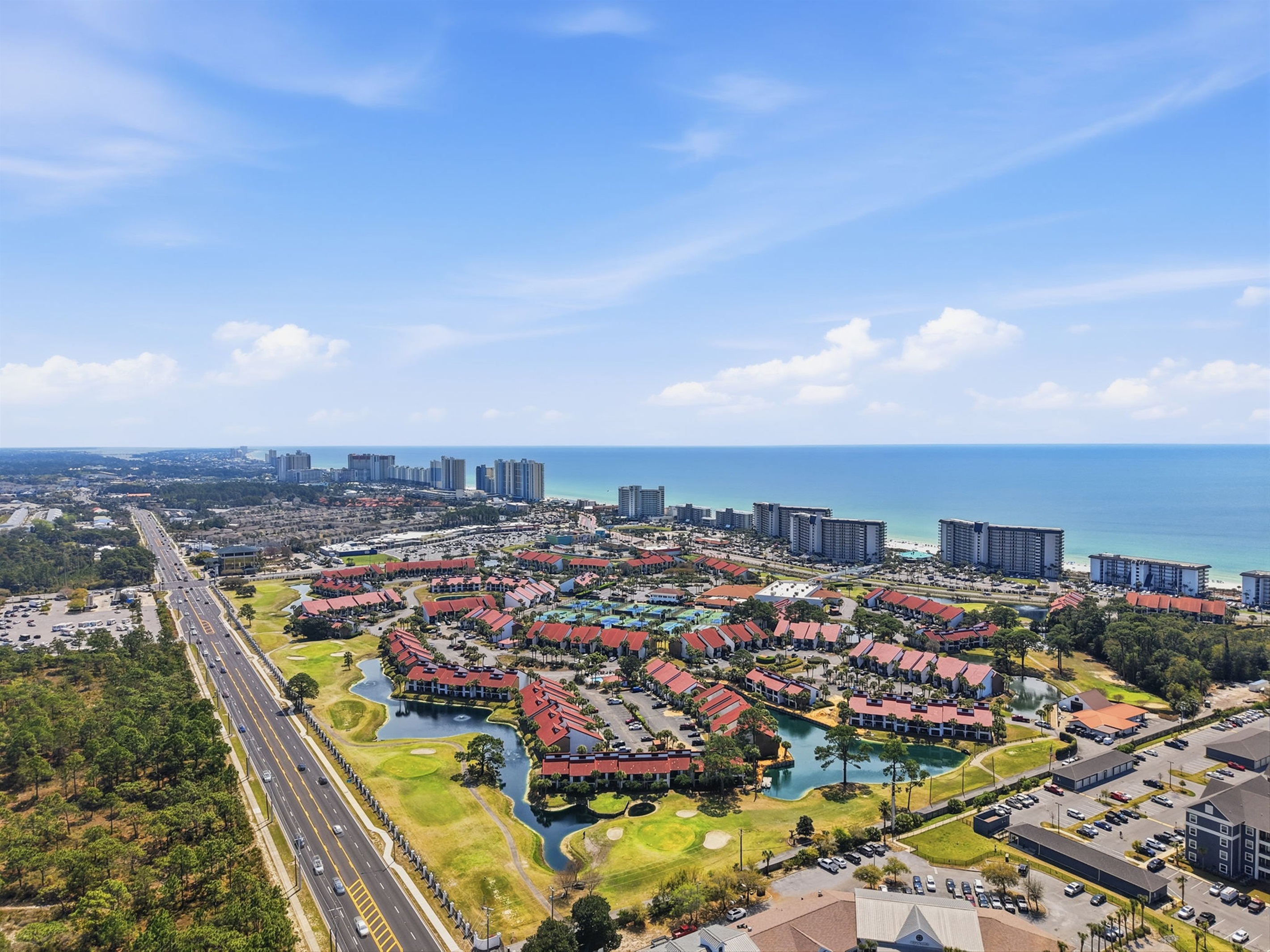 An arial shot of Edgewater's expansive gated community