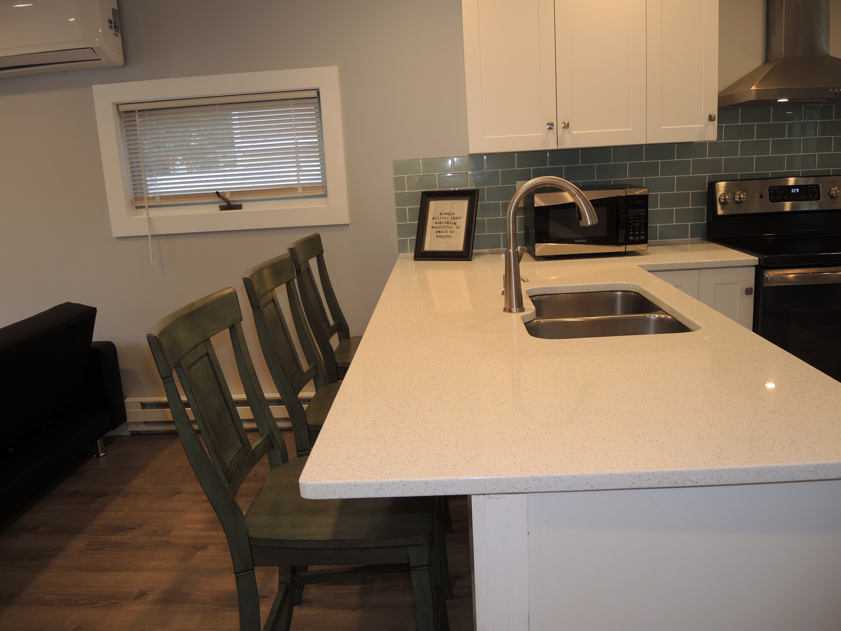 Counter seating in kitchen area