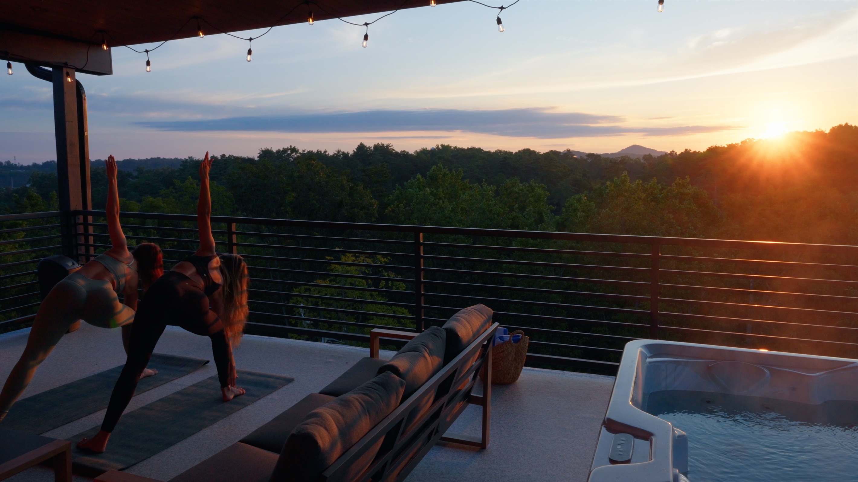 Welcome the day with peaceful sunrise yoga as golden light fills the mountains — a serene start surrounded by nature’s beauty