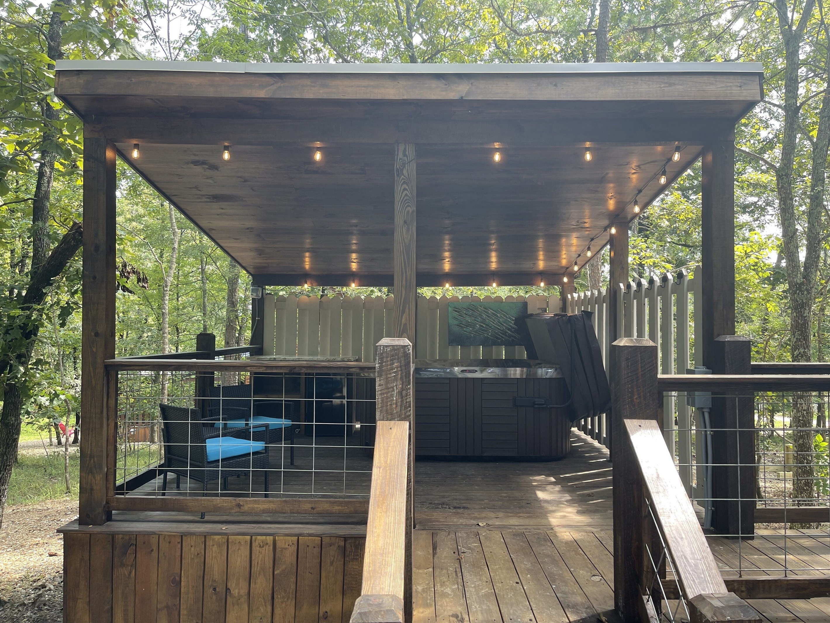 Unwind in the hot tub after a long day of hiking.