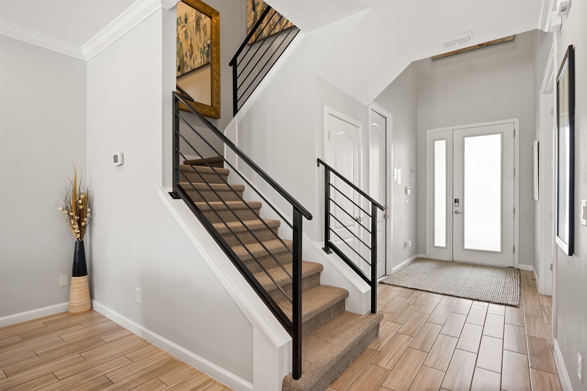 The stairway to the second floor