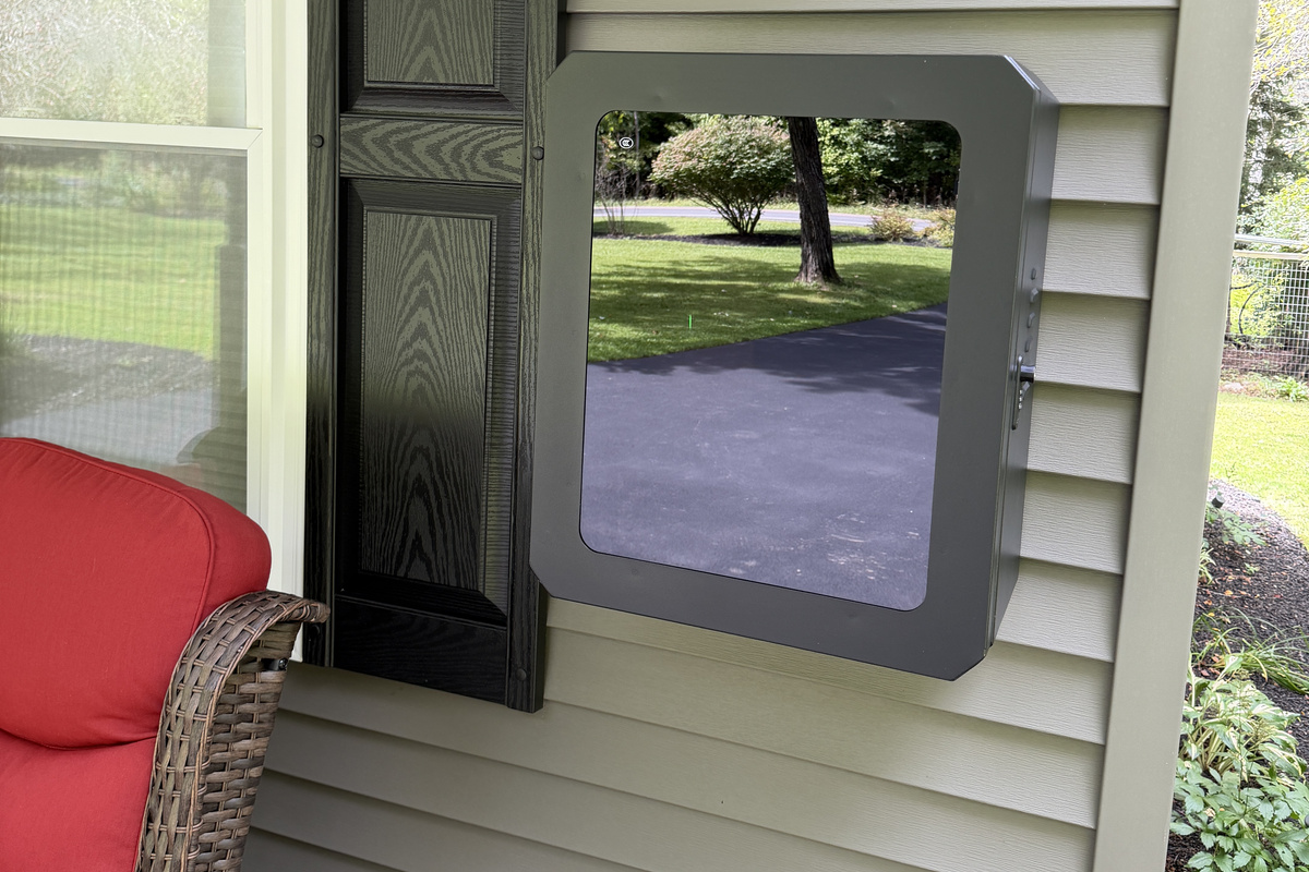 EV charger on front porch to charge your electric vehicle.