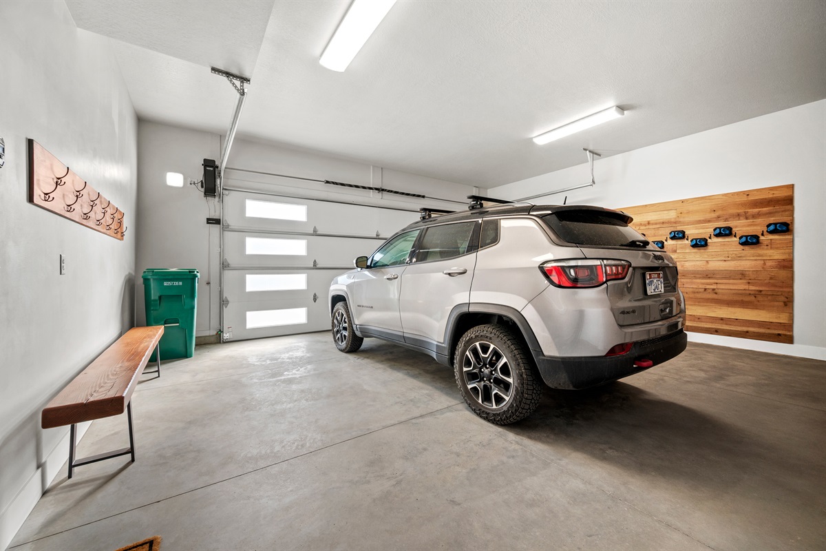 Two-car garage providing secure storage for your vehicle and gear.