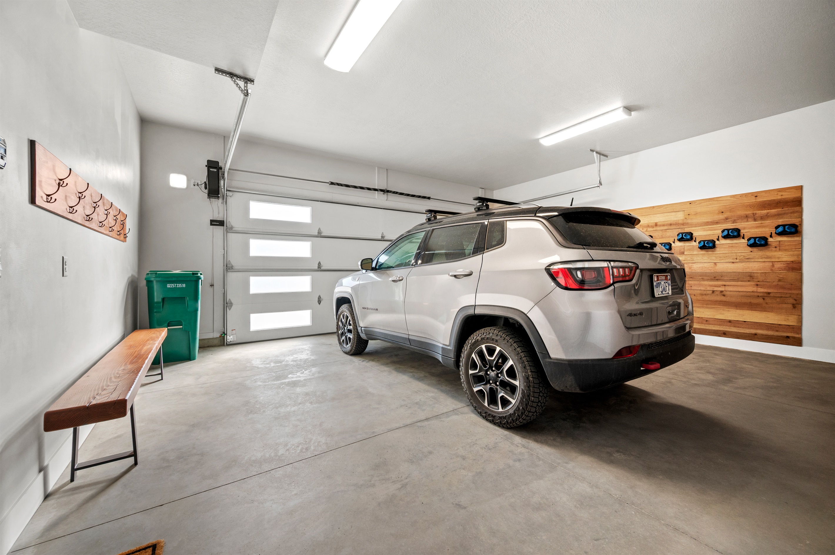Two-car garage providing secure storage for your vehicle and gear.
