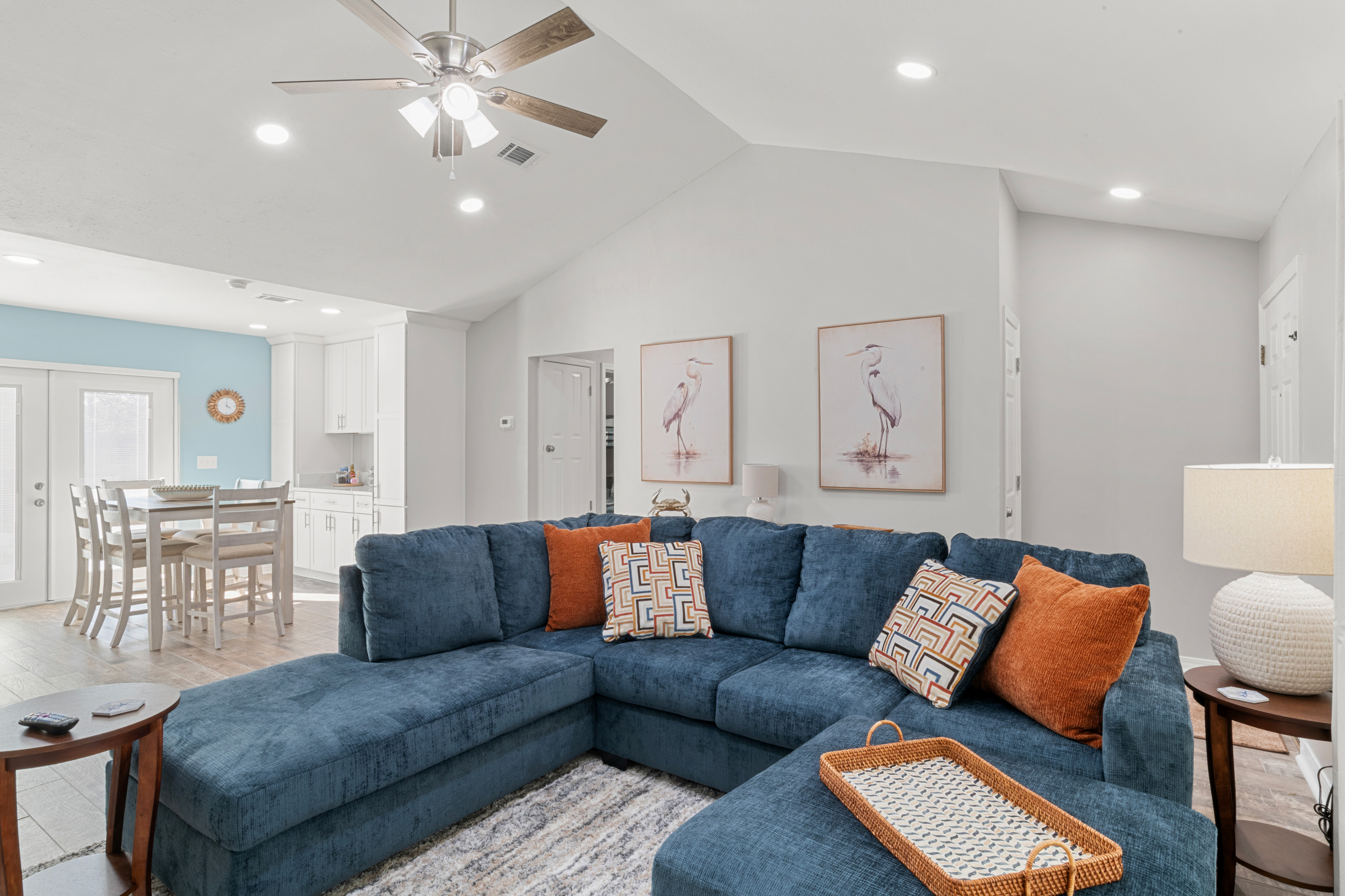 Kick back and relax in the comfortable living room after a fun day exploring the Gulf Coast.