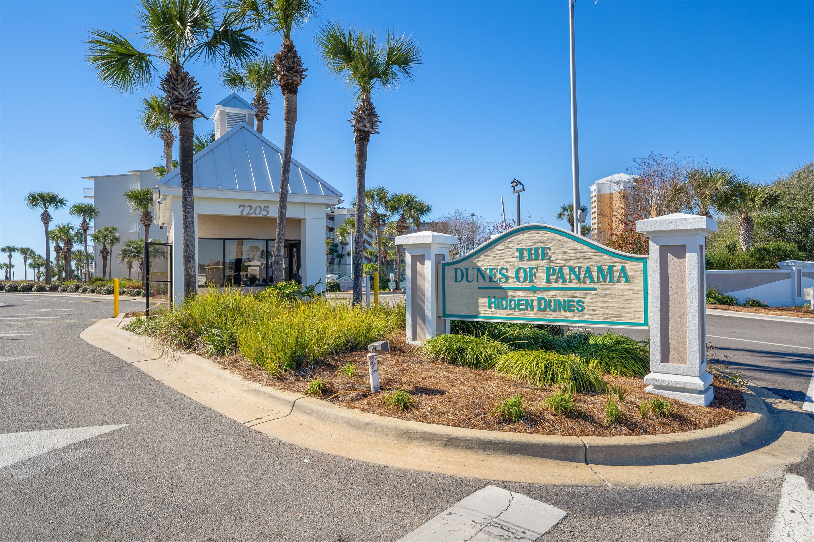 Entryway into Dunes of Panama Resort, 7205 Thomas Dr, Panama City Beach, FL