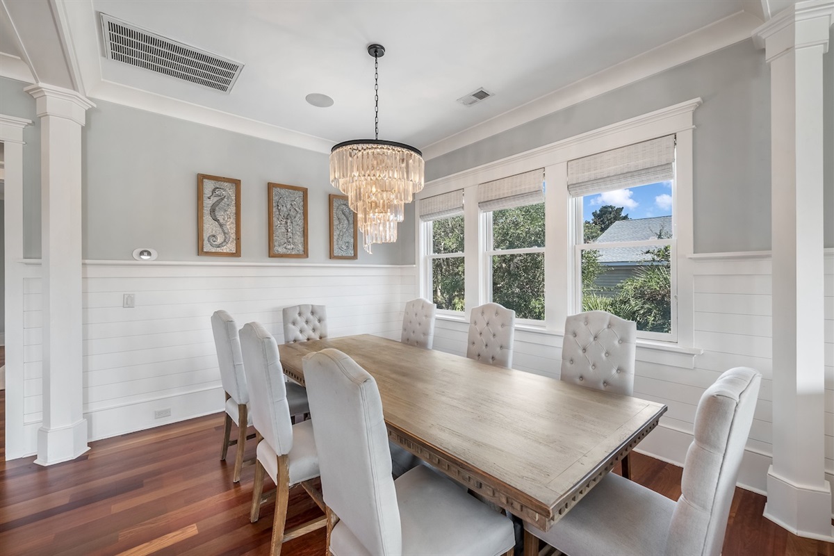 Spacious dining room with seating Shore Thing | 4001 Palm Blvd | Isle of Palms, SC | IOP Escapes