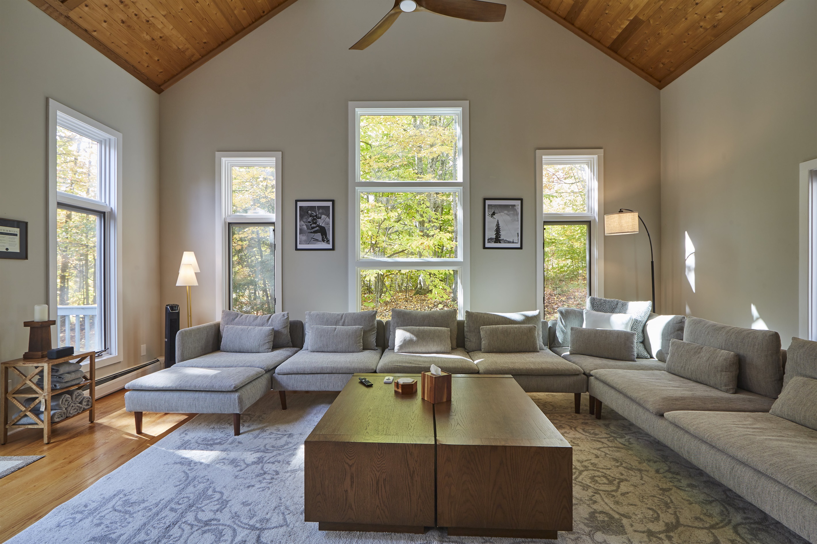 The natural light flooding this living room is absolutely exquisite, creating a warm and inviting atmosphere throughout the day.