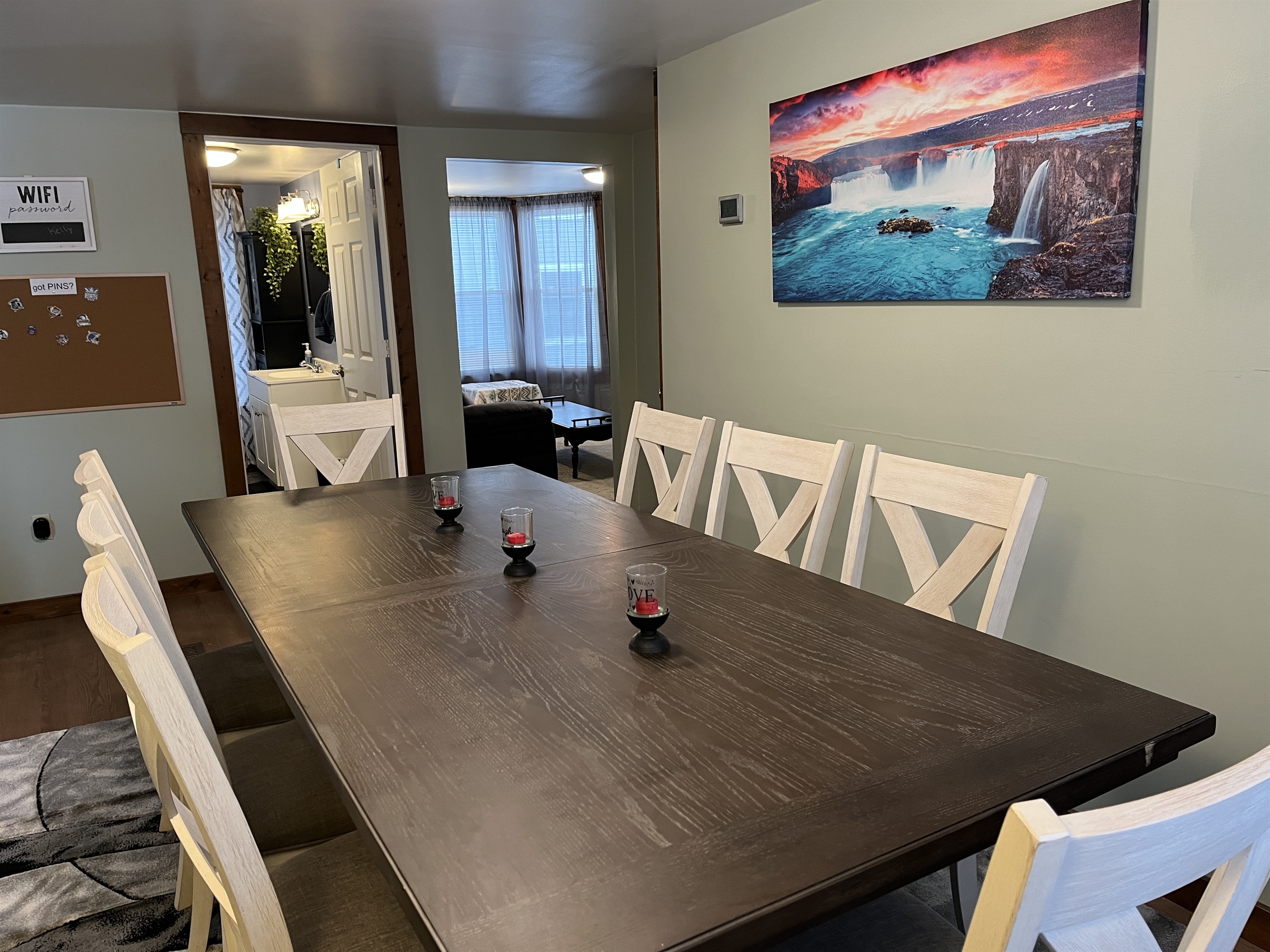 Dining room with bathroom and living room #2 beyond