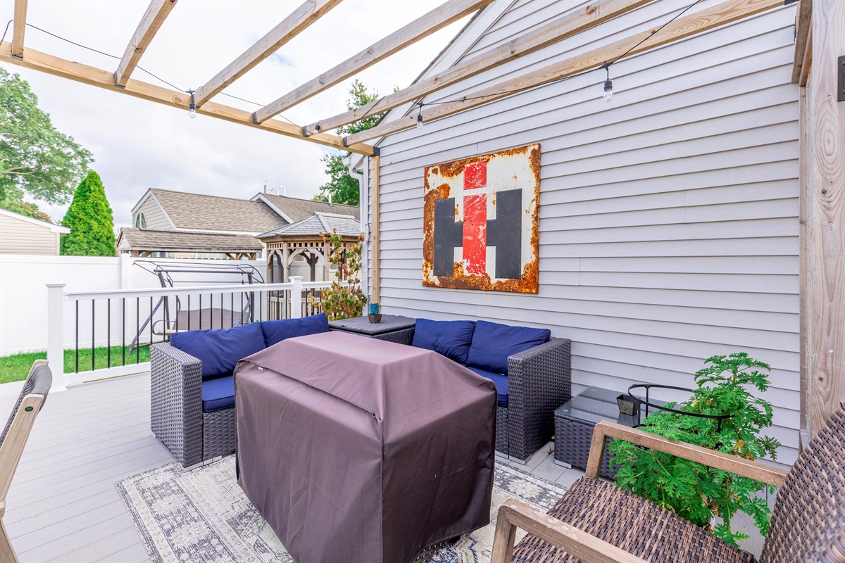 hang on the deck with the firetable and cozy seating