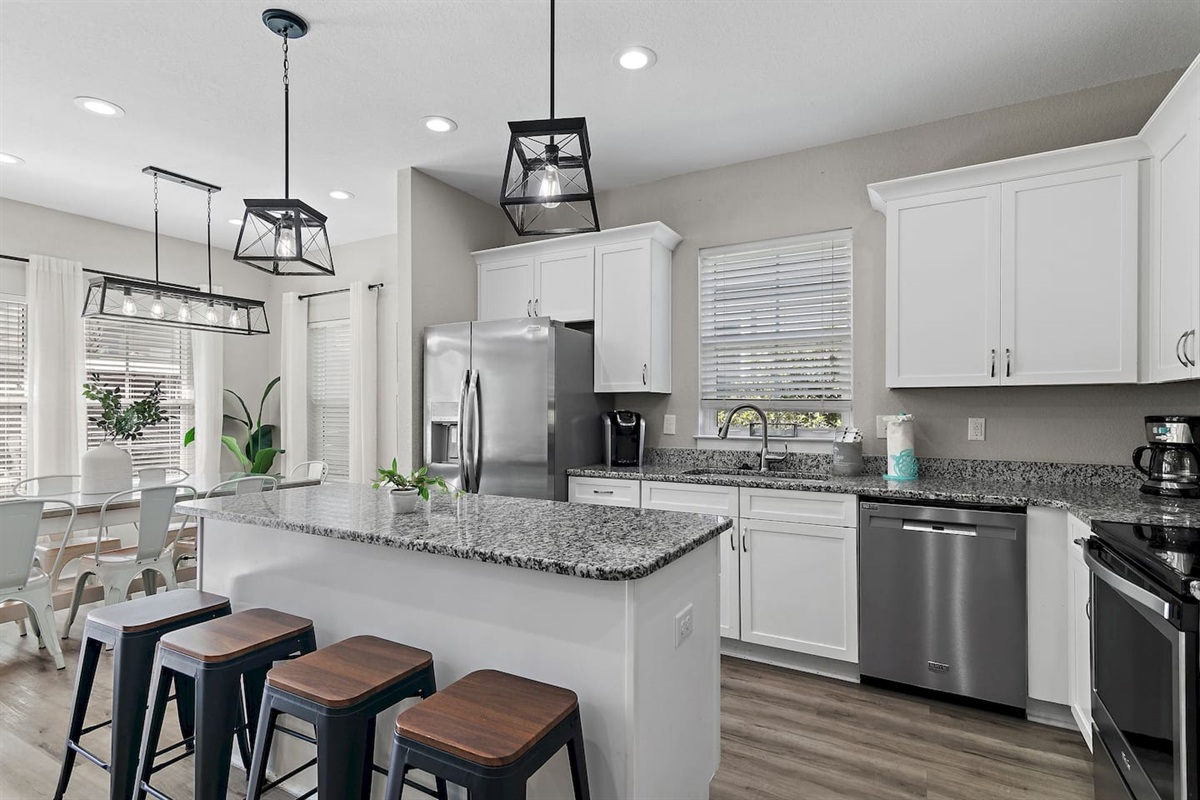 Additional seating at the kitchen island.