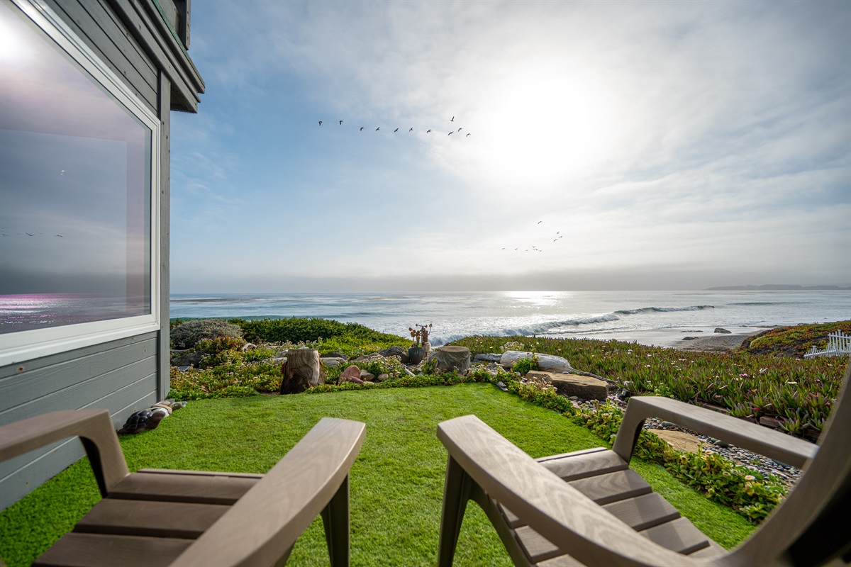 Oceanfront seating for two, watch and enjoy the waves crashing on the shore