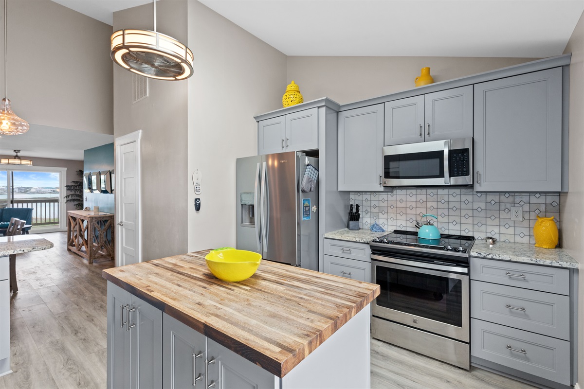Bright modern kitchen with island space made for prepping, chatting, and gathering