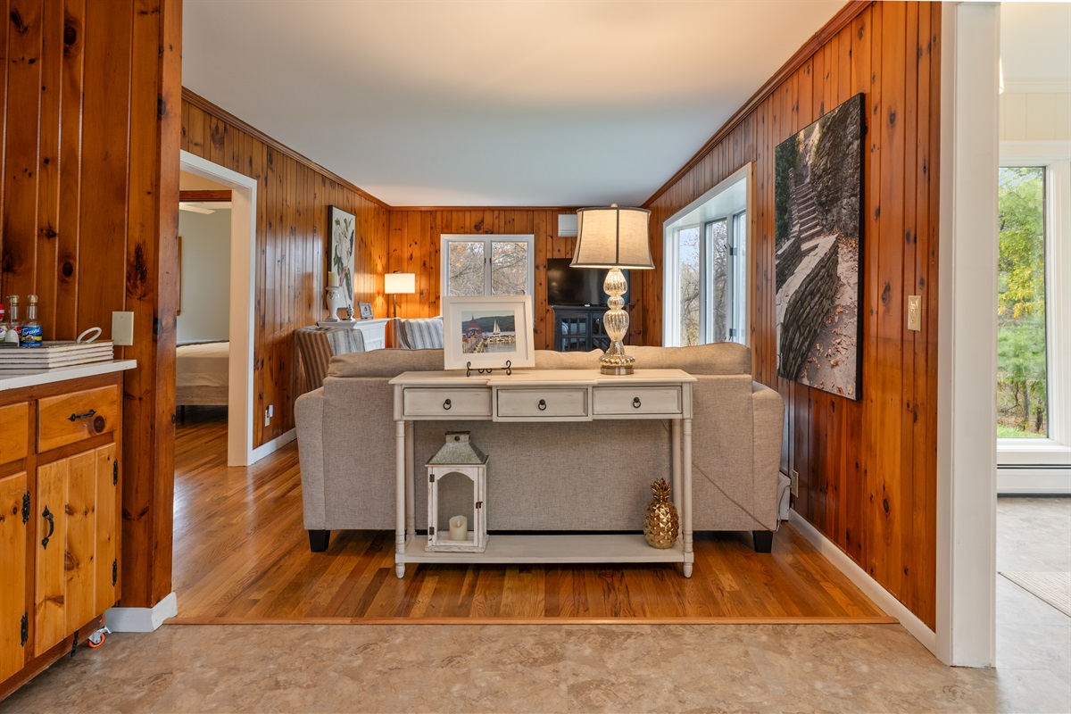 Kitchen extending into the living room