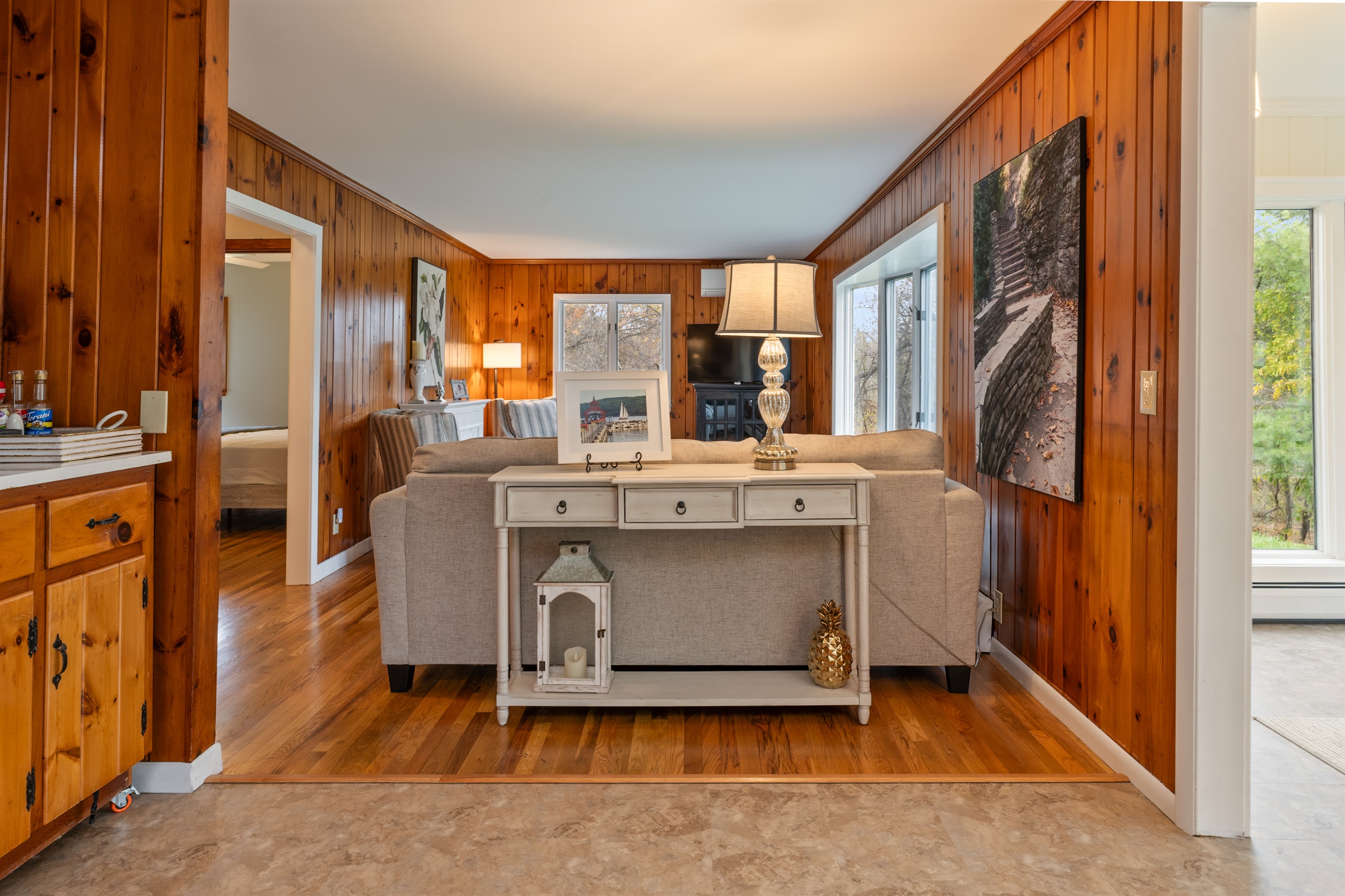 Kitchen extending into the living room