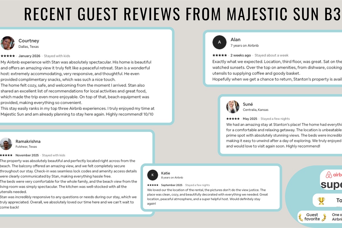 Recent reviews from happy guests show that you are in good hands!