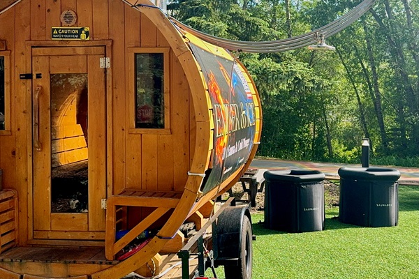 Short walk to a beautiful outdoor wood fired sauna.  Follow it up with a cold soak in their two tubs or the Blue river just a few steps away.  Great experience! Look up Ember & Ice