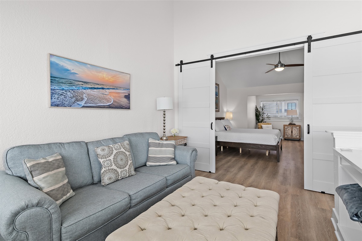 Guest Room 2 (Level 3): Gulf View Loft Space with Queen Sleeper Sofa, Please note this room is Open to Stairs to Level 2, Access to Full Bathroom on Level 2 (Sleeps 2)