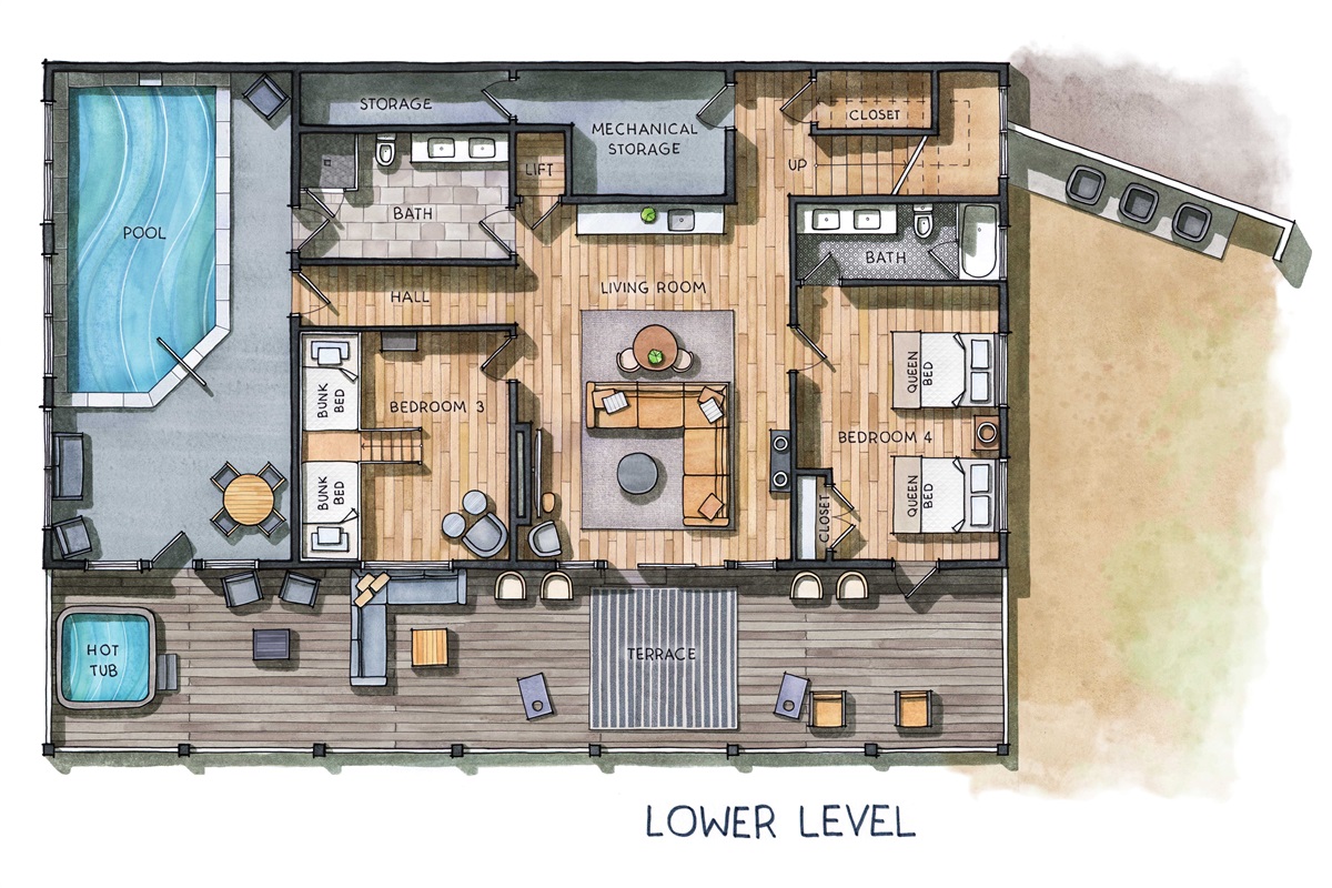 Layout of the lower level
