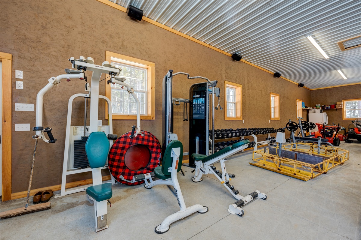 Gym equipment in the Barn
