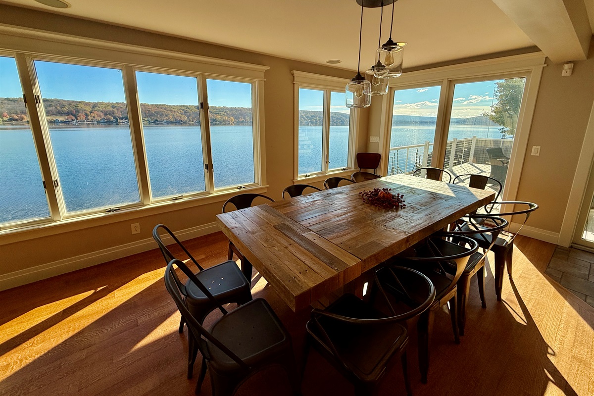 Indoor Table with seating for 12, 4 seats at island