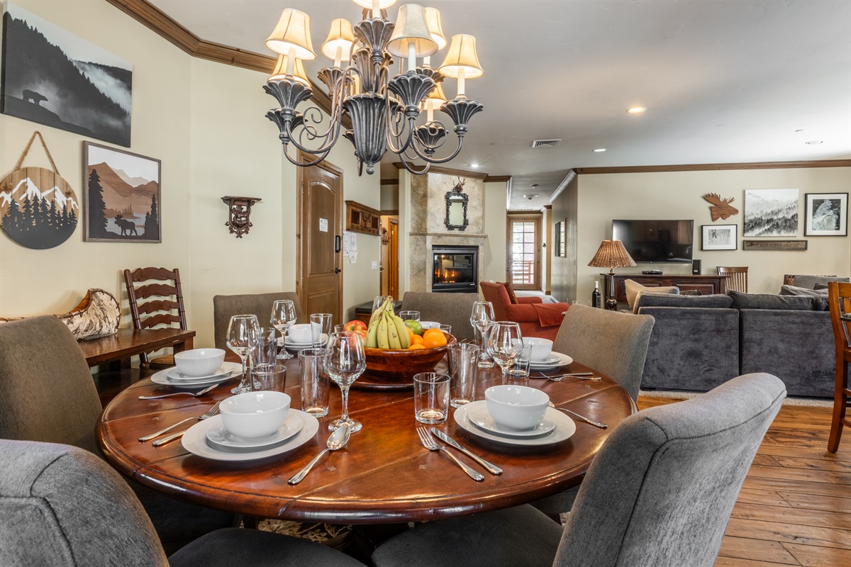 The home's open concept living makes for cozy apres evenings.