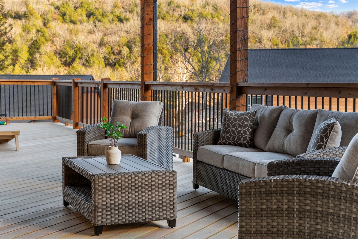 Comfortable outdoor lounge seating for unwinding together.
