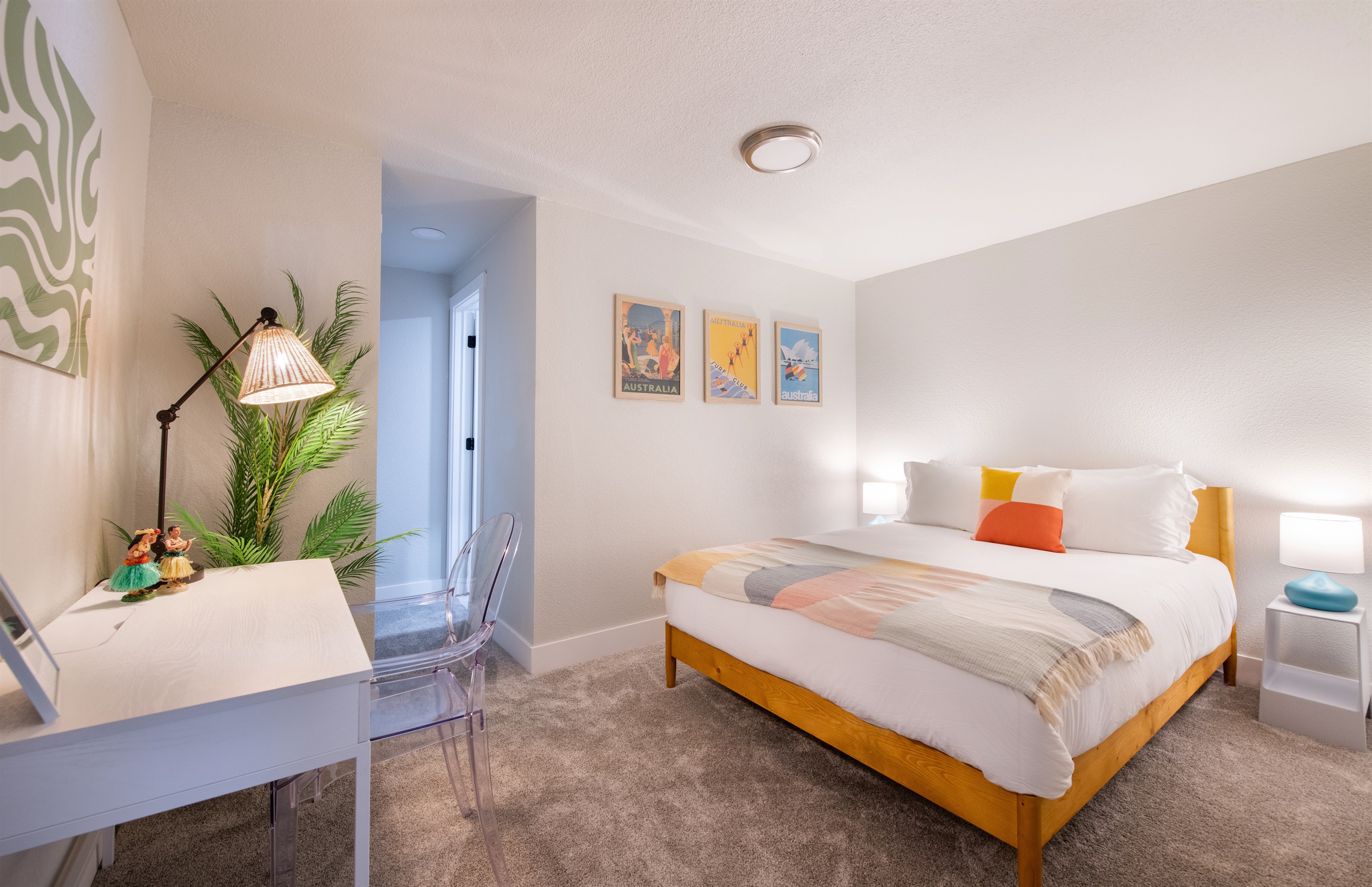 Another upstairs bedroom with an attached bathroom (though that bathroom opens up to the dining room area too), and desk and workspace in the privacy of your room.