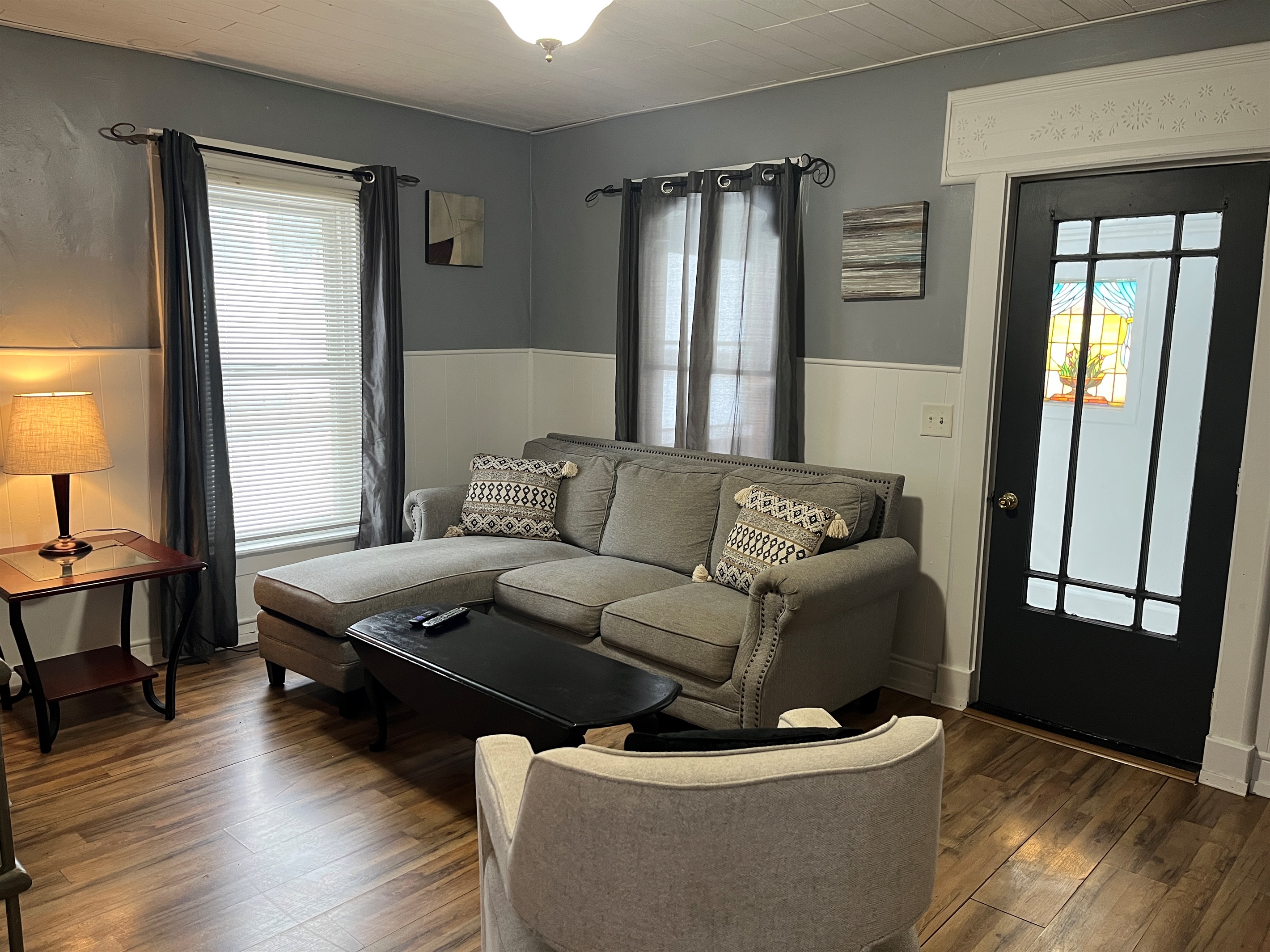 Living room and front door