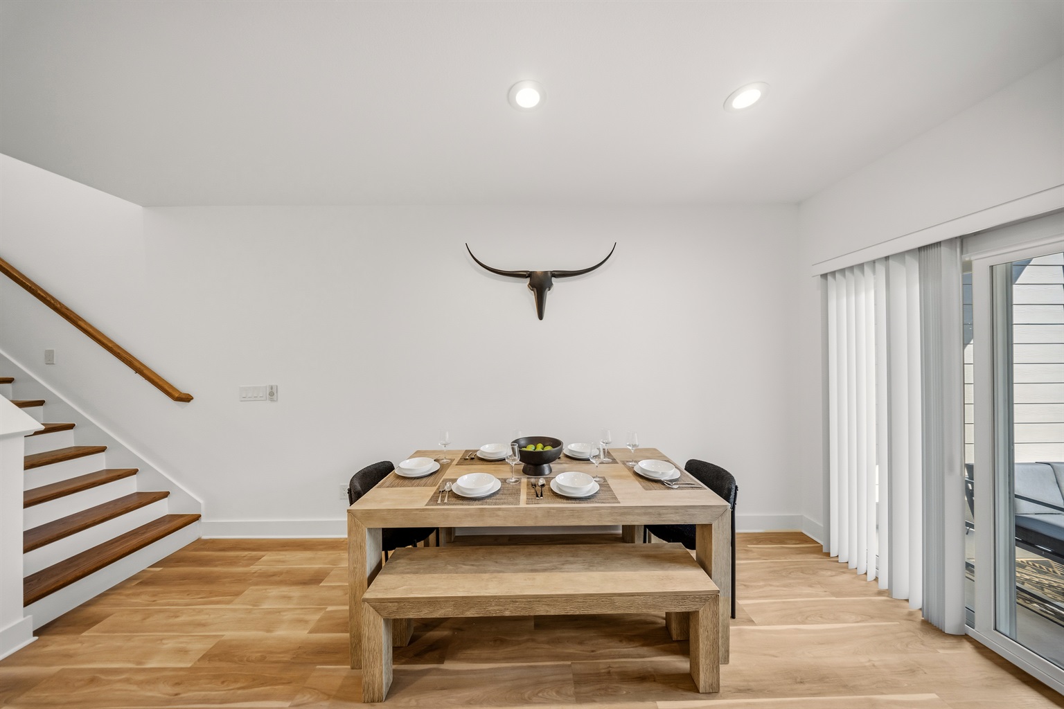 Dining area with open layout and easy access to patio.
