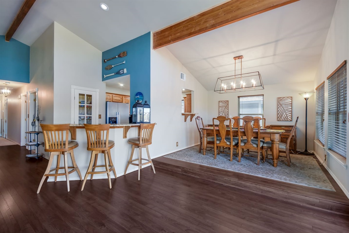 Bar Seating Adjacent to Kitchen/Dining