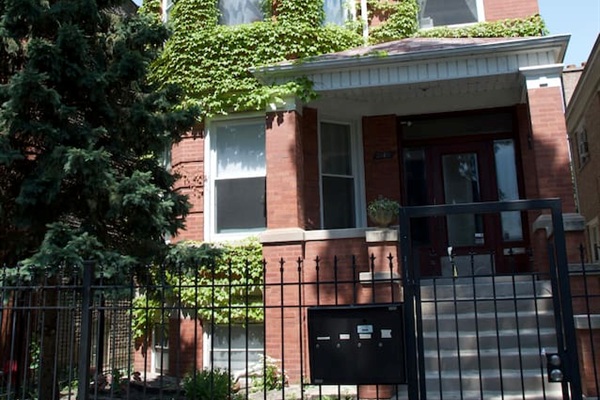 Classic Chicago brick building exterior.
