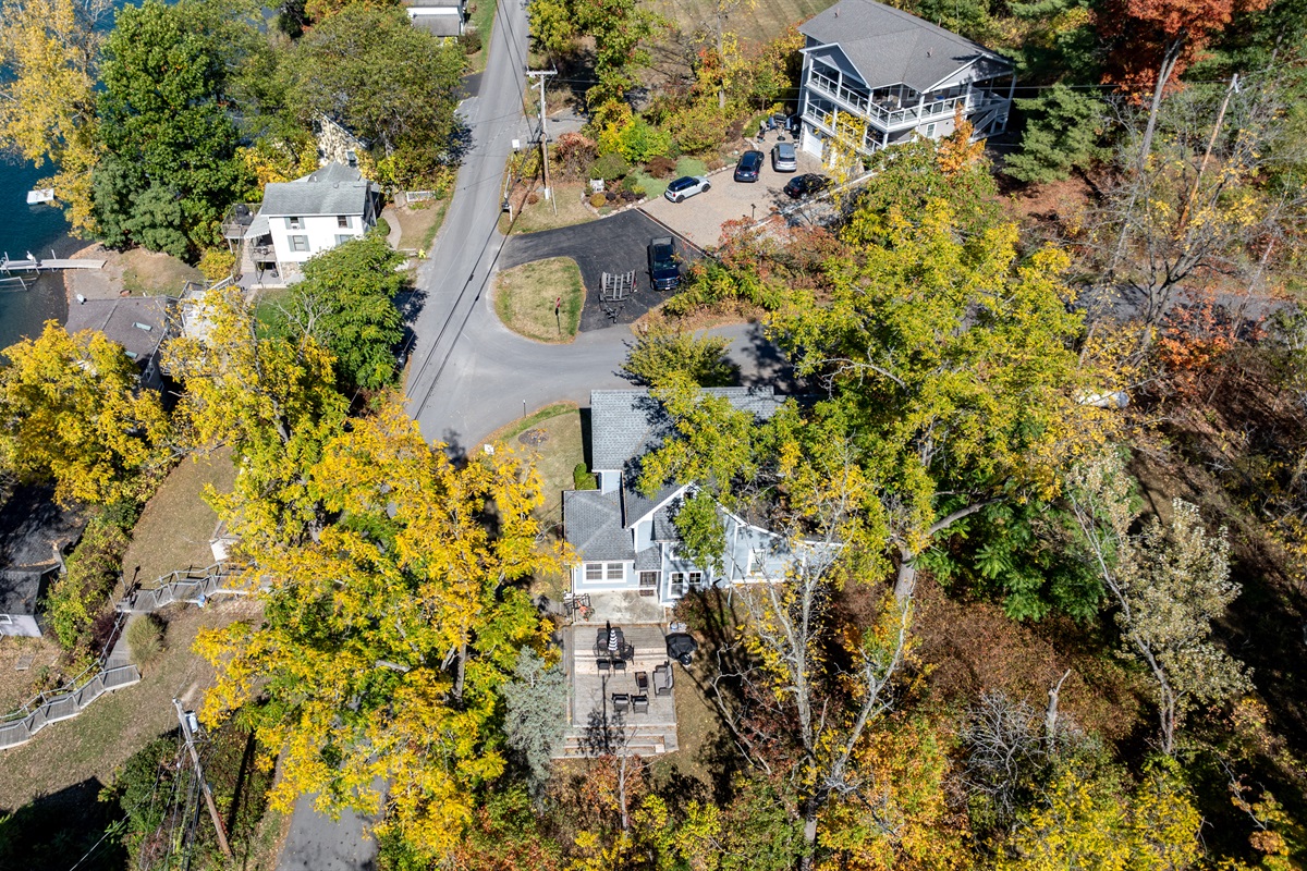 Beautifully framed by fall colors, this lakeside neighborhood captures the magic of autumn