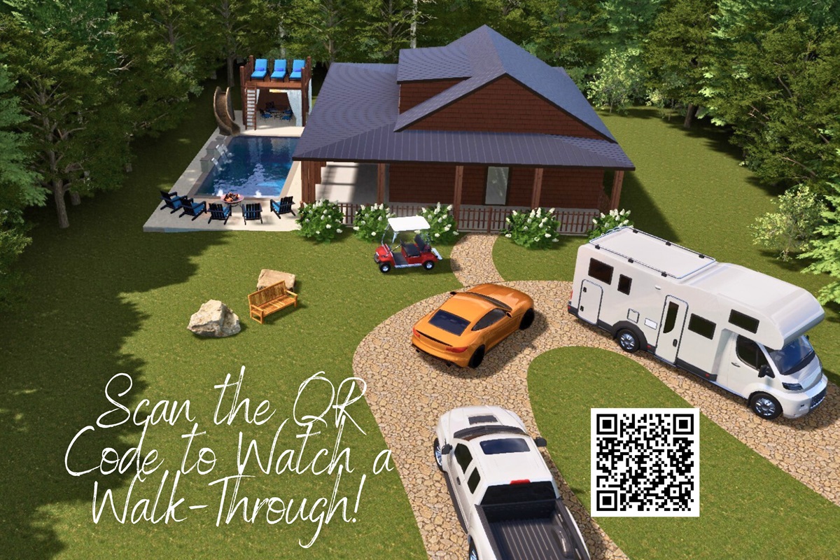 Scan the QR code in the photo for a video tour of the design upgrades, including a heated and chilled pool coming November 1st!