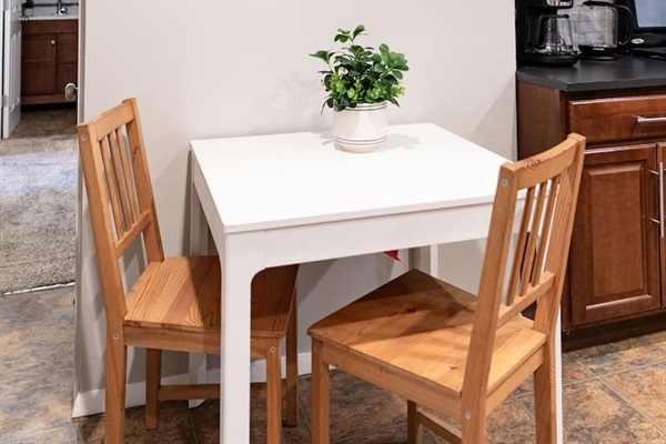 Dining table for two.