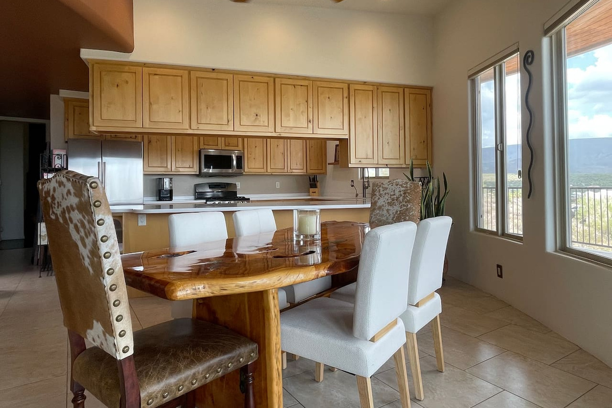 Keep meals easy with the dining table set just steps from the kitchen.