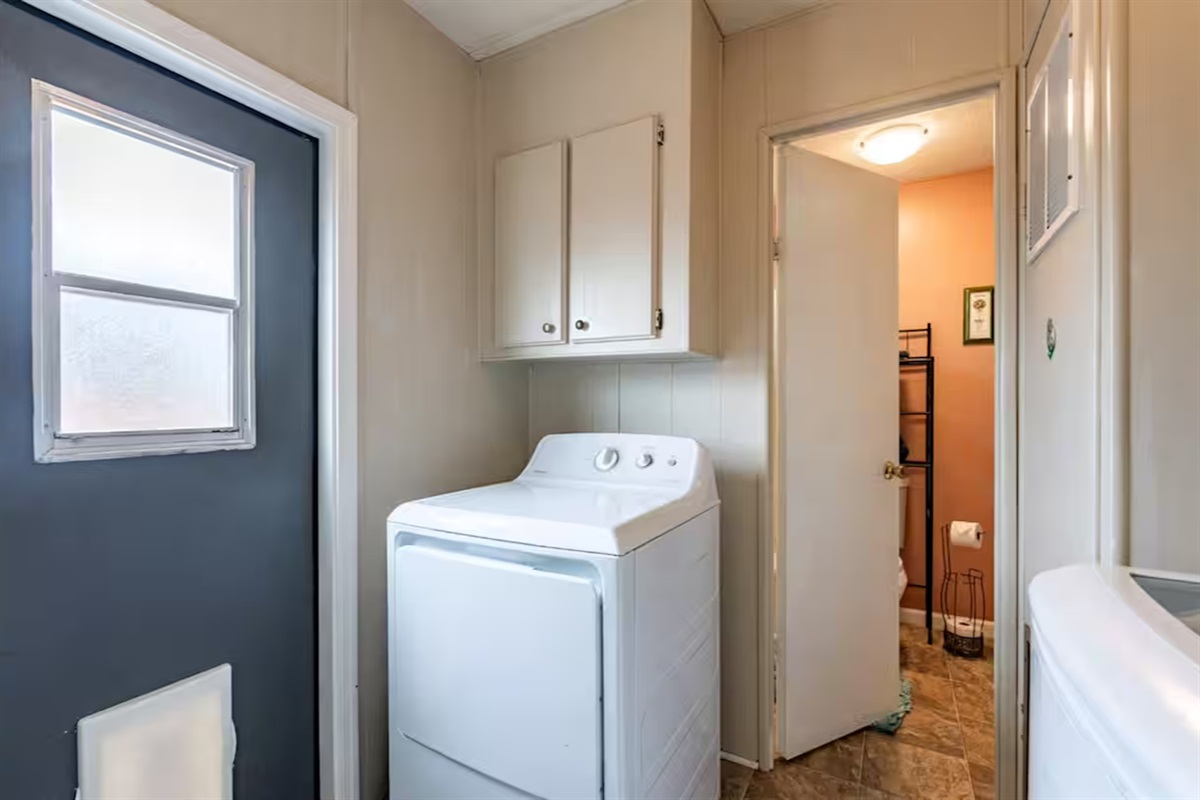 Freshen up anytime with convenient in-home laundry and nearby bathroom access.
