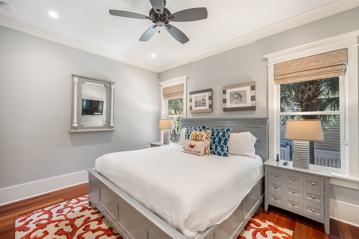 Bedroom 2:  King Bed + Ensuite + TV Shore Thing | 4001 Palm Blvd | Isle of Palms, SC | IOP Escapes