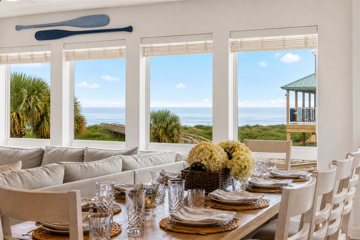 Oversized windows frame breathtaking views, bringing the beauty of the coast indoors.