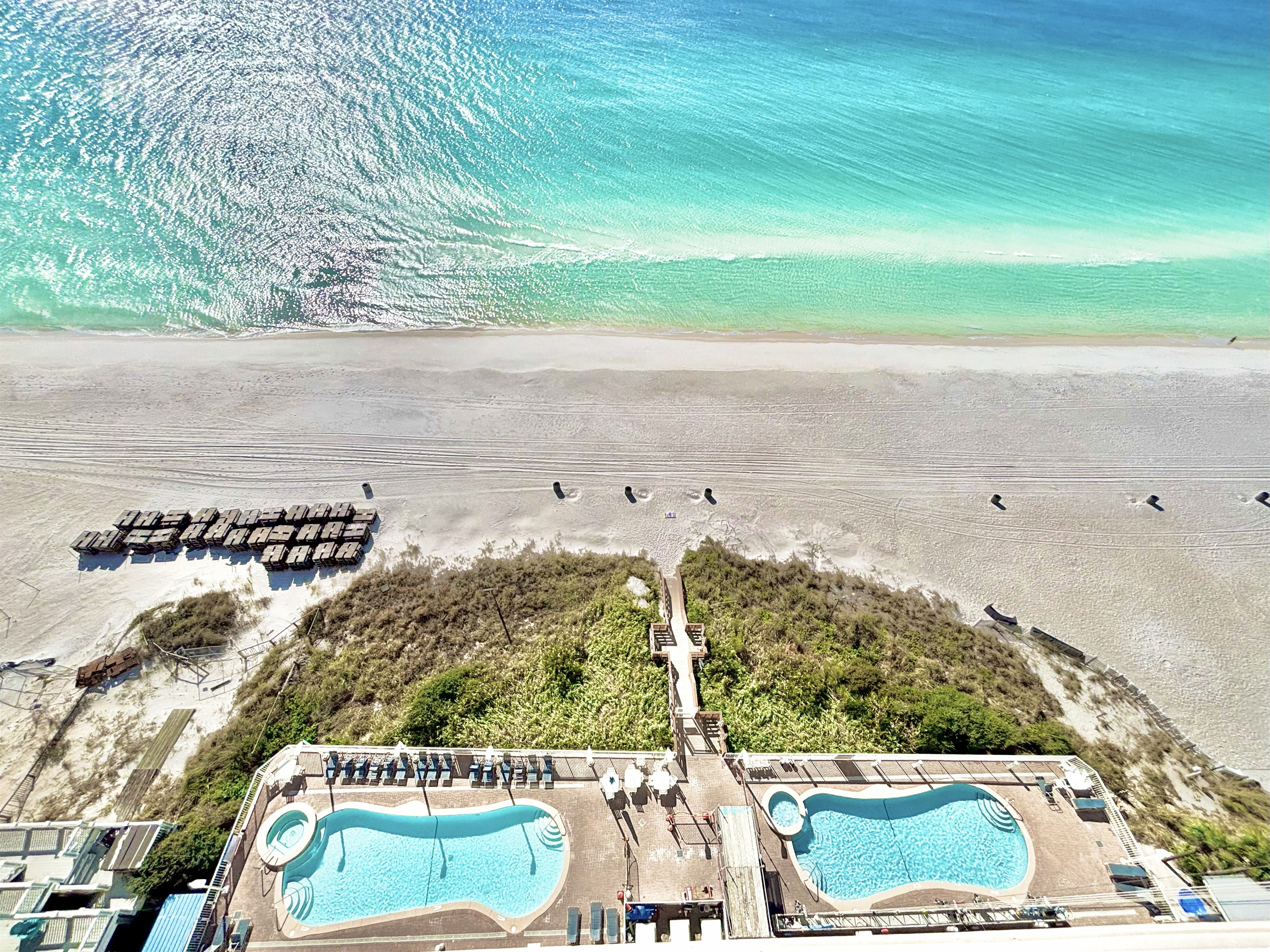 View of the pools from balcony