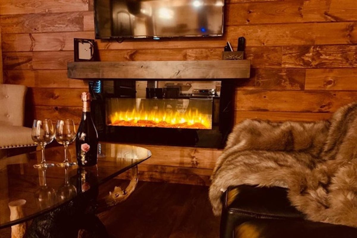 Fireplace creating a warm and comfortable cottage atmosphere