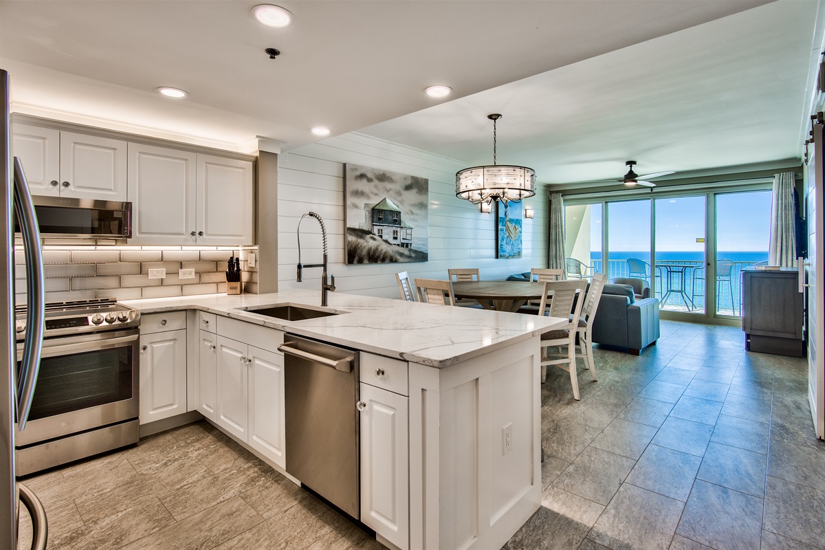 Incredible Gulf Views from the living room and kitchen